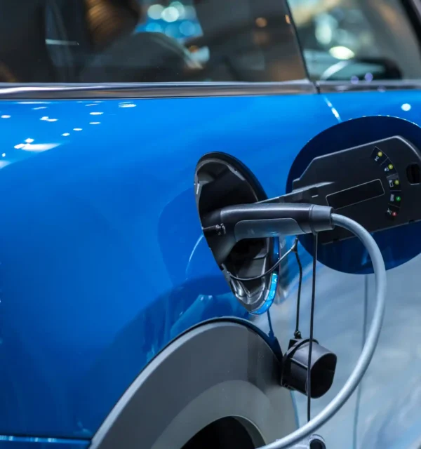 Photo of an EV car charging point with cable attached